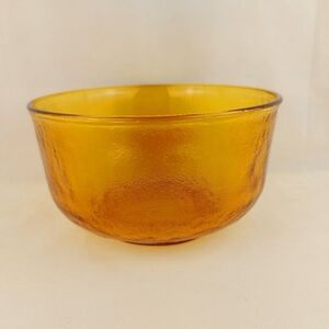 Vintage Arcoroc Sierra Large Amber Textured Glass Salad Fruit Serving Bowl